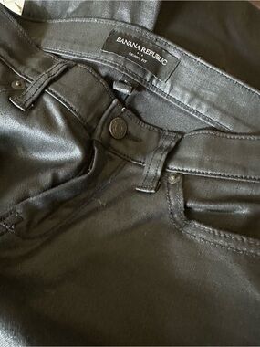 Banana Republic Petite Black Coated Denim ankle pants